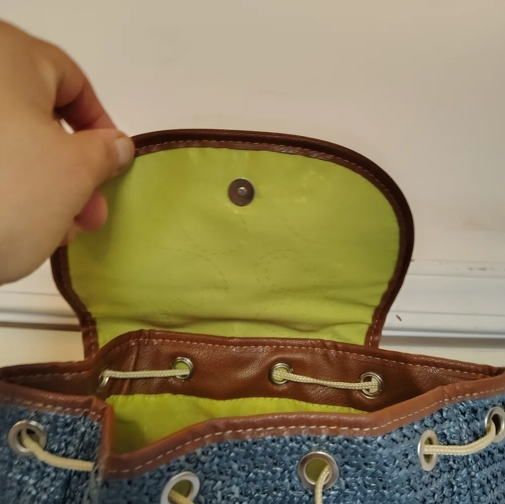 Lily Bloom Mini Backpack Purse With Blue Crossstich - Picture 4 of 8